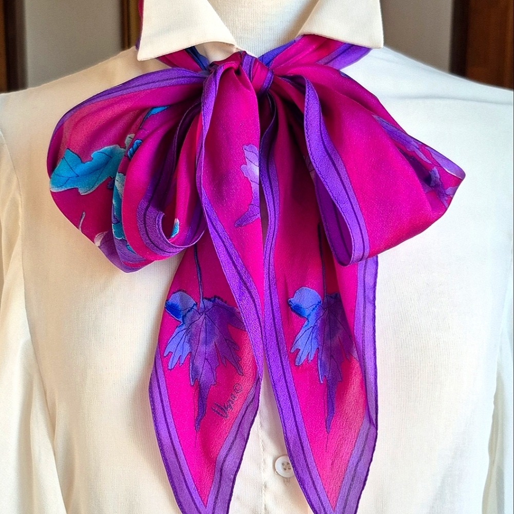 Vintage Vera Neumann Fuscia Silk Scarf